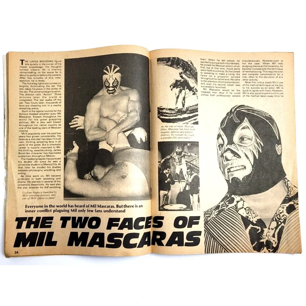 INSIDE WRESTLING - APRIL 1976 - RIC FLAIR / BUGSY MCGRAW /‎ MILS MASCARAS